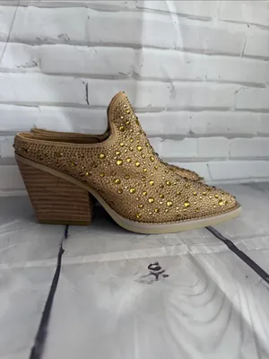 Vintage Havana Dante Gold Rhinestone Pointed Toe Low Heel Mule - NWOB thumbnail 4