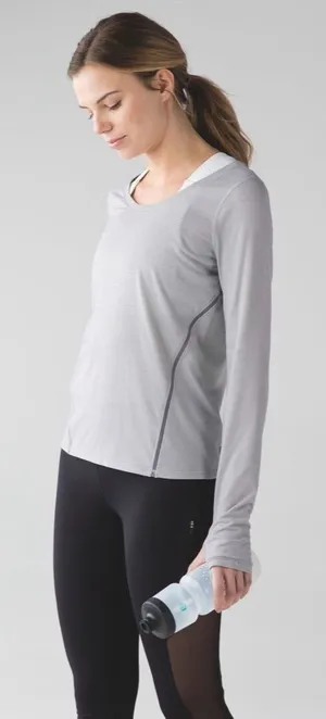 Lululemon Intensi-Tee Long Sleeve in Heathered Seal Grey / Battleship thumbnail 1