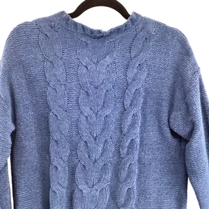 American Eagle Womens‎ Cable Knit Sweater Size Small NWT Chenille Blue Cozy Warm thumbnail 4