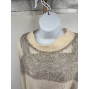 FREE PEOPLE Women's White Grey Striped Alpaca Blend Poncho Size XS/Small thumbnail 9