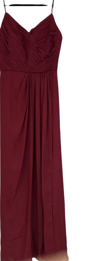 Weddington Way Burgundy Satin Sleeveless Bridesmaid Maxi Dress Womens 6 Formal thumbnail 1