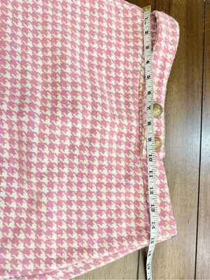 TCEC Pink Tweed Houndstooth Blazer Jacket & Skort Shorts Set Metallic Gold M thumbnail 13