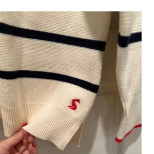 Joules Portlow Striped‎ Cotton Sweater Cream Navy Button Shoulder US 10 Nautical thumbnail 5