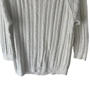 American Eagle Women's‎ Size Medium White Open Knit Sweater Coastal Cottage thumbnail 3