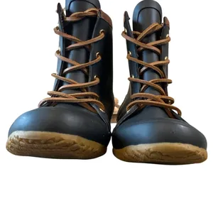 Tory Burch Lace Up Rain Boots Navy Rubber Short‎ Boot 9 thumbnail 3