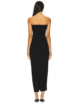 LESET Rio Bandeau Dress in Black Medium New Womens Column Maxi Gown thumbnail 2