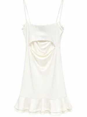 That’s So Fetch Ivory Ruched Cowl Neck Mini Dress 2 NWT thumbnail 2