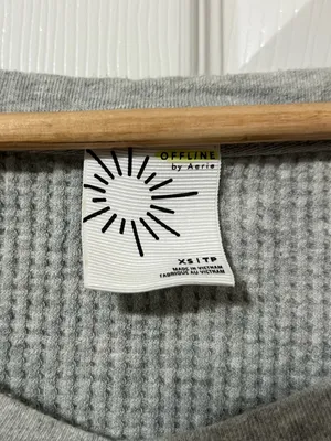 OFFLINE By Aerie Wow! Waffle Oversized Long Sleeve Top Size XS Heather Gray thumbnail 3