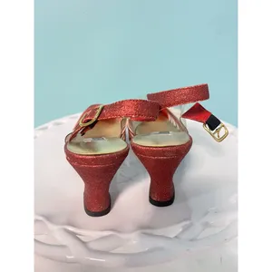 Vintage Amanda Cancun Red Glitter‎ Slingback Closed Toe Sp Occasion Heels Sz 7W thumbnail 4