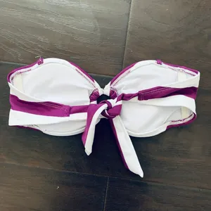 Target Xhilaration Bandeau Bikini Top - White & Purple Stripes | Size: S thumbnail 4