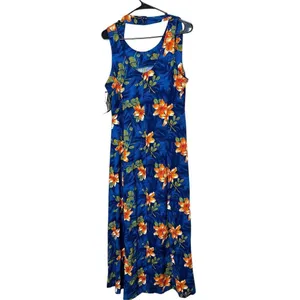 Vintage Jamie‎ Brooke 90s Blue Flower Print Maxi Dress Size 13 thumbnail 8