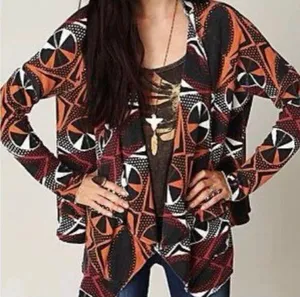 Free People Tribal Urban Cardigan Sweater Oversized XS thumbnail 1