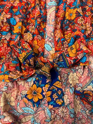 Paparazzi Multicolor Floral Kimono - Blue & Orange & Pink size medium thumbnail 8