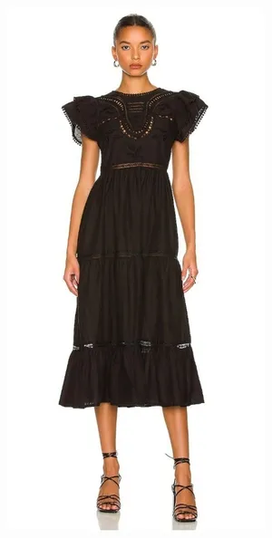Tularosa Claudette Midi Dress in Black Small thumbnail 1