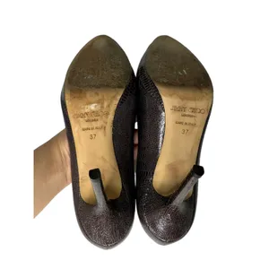 Jimmy Choo croc embossed round toe pump brown heels size 37‎ thumbnail 5