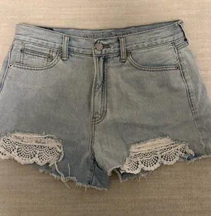 American Eagle Crochet Detail Mom Shorts thumbnail 1