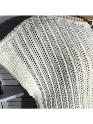 Frye sleeveless top crochet cable knit cream coquette romantic coastal cowgirl L thumbnail 11