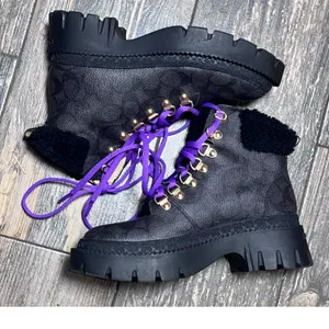 Coach Janel Boot Signature Canvas Black Hiking‎ Lug Sole C5879 Womens 5.5B Goth thumbnail 7