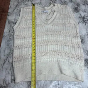 Zara oversized knit sweater vest v neck light weight cream size small thumbnail 6