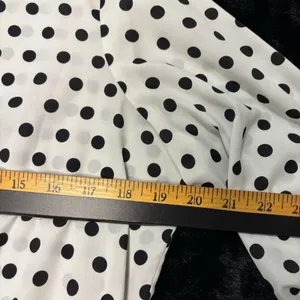 Michael Kors Blouse White Black Polka Dot Smocked Waist Roll Tab Sleeve Office S thumbnail 6