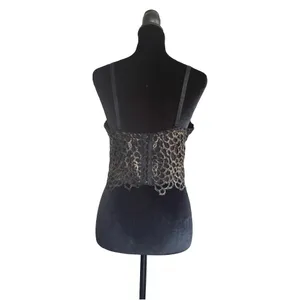 Cleo Womens Black Gold Lace Bustier Crop Top Padded‎ Hook Eye L Whimsigoth thumbnail 3