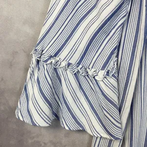 DREW Women Top Blouse Size Medium Off Shoulder Stripe Tiered Bell Sleeve Peasant thumbnail 5