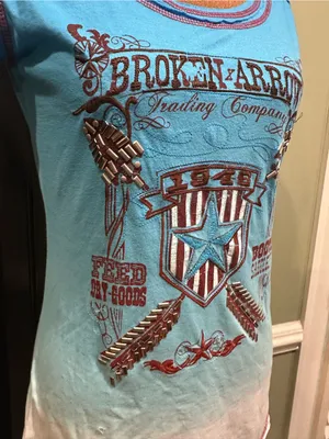 Panhandle Slim Broken Arrow Trading Co. Ombre Western Tee – Size Small thumbnail 5