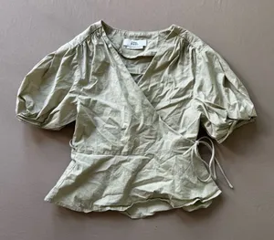 Love Bonito Cotton Wrap Peplum Top thumbnail 1