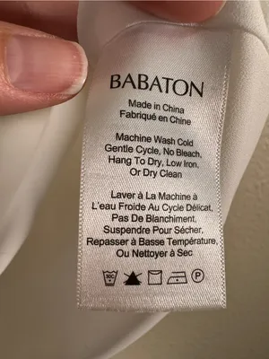 Babaton White Cropped V Neck Blouse Womens S Casual Basic Capsule Top Damaged thumbnail 7
