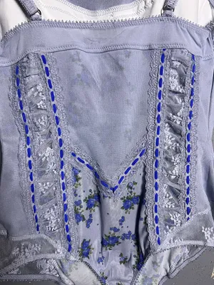 FREE PEOPLE Sara Corset Bodysuit in Blue Combo in Size Medium. thumbnail 12
