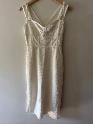 Anthropologie White Jacquard Strappy Corset‎ Textured Midi Dress thumbnail 2