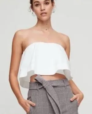 NWT Aritzia Wilfred Bonaventure Red Bouncy Tube Strapless Crop Top- Size Small thumbnail 1