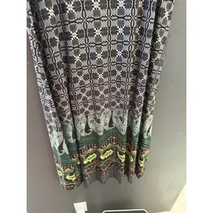 SJ Boho Large Black Green‎ Paisley Geometric Print Strapless Midi Made in USA L thumbnail 4