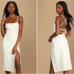 LULU's Wedding Engagement Bachelorette Bridal Shower Chic Sexy Midi Dress thumbnail 4