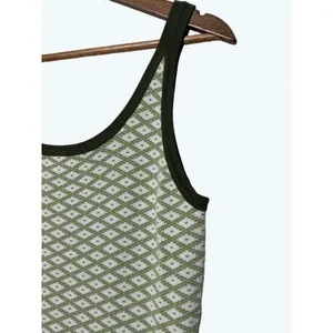 Cider Dress Knit Geometric Midi Sleeveless Green and White Tank Size Medium thumbnail 5