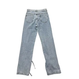 12th Tribe Jeans Small Sofia Light Wash Ankle Tie Cutout Straight Leg Denim thumbnail 5