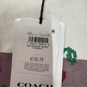coach Signature Square Cross Stitch Cherries T Shirt ci403 thumbnail 3