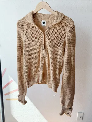 Free People Care FP Snowdrift Pullover Sweater in Camel Heather thumbnail 6