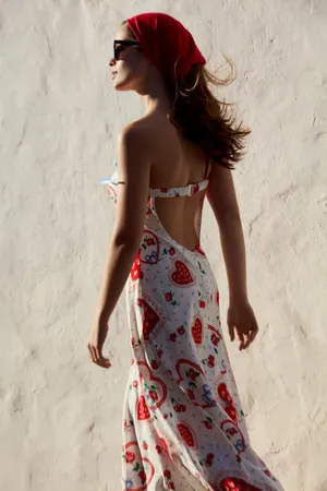 For Love & Lemons Daisy Mae Strapless Midi Bias Dress, Size M thumbnail 3