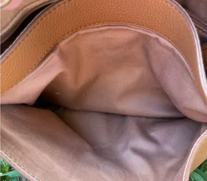 Fossil Crossbody Satchel Tan Brown Pebbled Leather multi pocket thumbnail 7