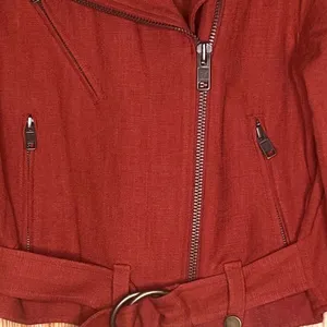 FRYE x Anthropologie Cropped Vita Cotton Moto Jacket in Burnt Cedar‎ Size XS thumbnail 10