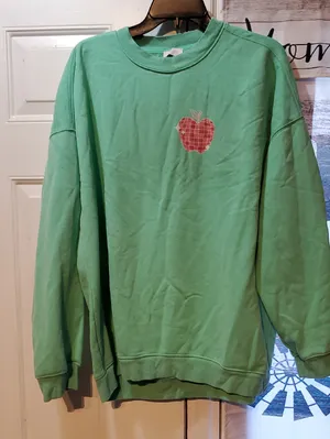 Pink Lily Mint Green Sweatshirt with Red Plaid Apple thumbnail 1