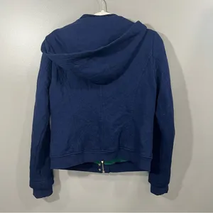Allihop Quilted Bomber Jacket Women Size Medium Navy Blue Great Hooded Cotton thumbnail 10