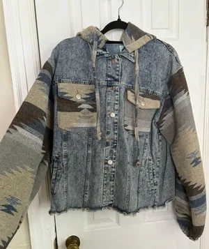 Blue Buttercup Aztec Print Blue Jean Jacket thumbnail 2
