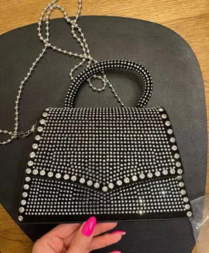 22cm Hobo Clutch Evening Cross Body Bling Luxury Glitter Diamond Black Sparkle Bag Handbag Clutch Purse New Chain thumbnail 2