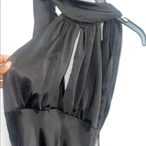Flawed*** Small Black Satin Halter Neck Midi Dress thumbnail 6