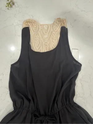 Liberty Love Black Jumpsuit with Cream Crochet Back thumbnail 2