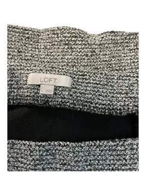 LOFT Ruffle Hem Textured Mini Skirt Black Gray Marled Knit Size Large thumbnail 3
