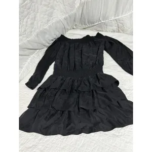 MICHAEL Michael Kors Black Off‎ Shoulder Smocked Tiered Ruffle Mini Dress Size S thumbnail 5