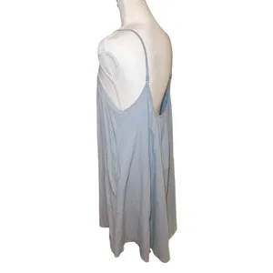 Wishlist Blue Gauze Swing Dress L Strappy Low Back Pockets Flowy thumbnail 5